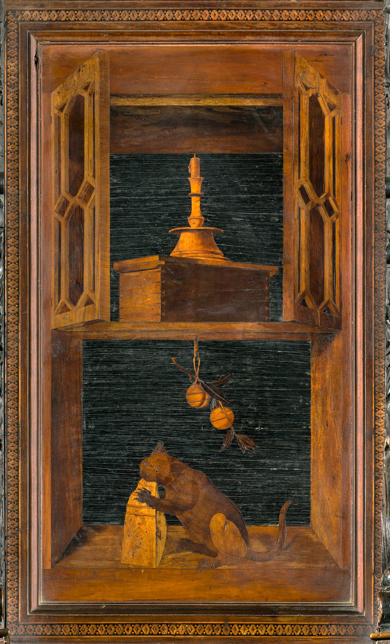 Lignaean Canonical Choir, intarzie Giovanni Maria Platina 1484, Superior Stall od Giovanni Maria Platina