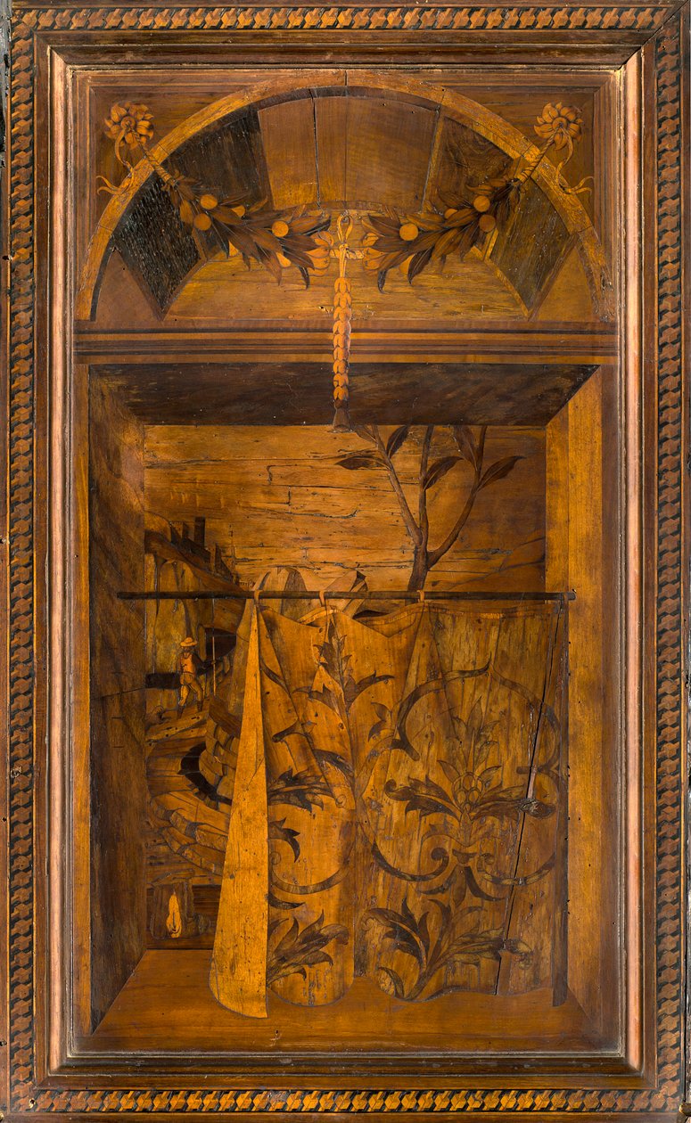 Lignaean Canonical Choir, intarzie Giovanni Maria Platina 1484, Superior Stall od Giovanni Maria Platina