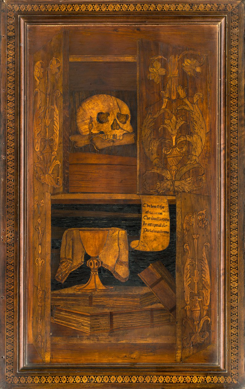 Lignaean Canonical Choir, intarzie Giovanni Maria Platina 1484, Superior Stall od Giovanni Maria Platina