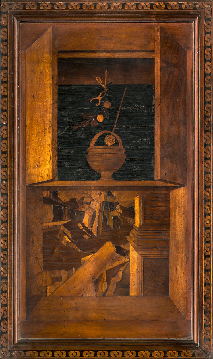 Lignaean Canonical Choir, intarzie Giovanni Maria Platina 1484, Superior Stall od Giovanni Maria Platina