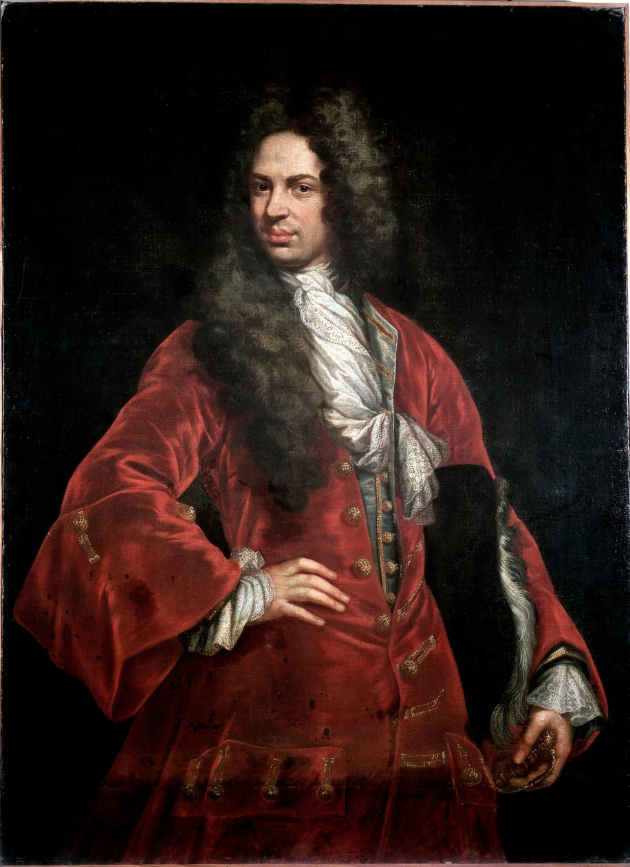 Portrét gentlemana v červeném kostýmu Obraz Giovanni Maria Delle Piane dit il Mulinaretto (1660-1745) Rozměr 132x97 cm Genes Musei di Strada Nuova (ex Palazzo Bianco) od Giovanni Maria delle called Mulinaretto Piane