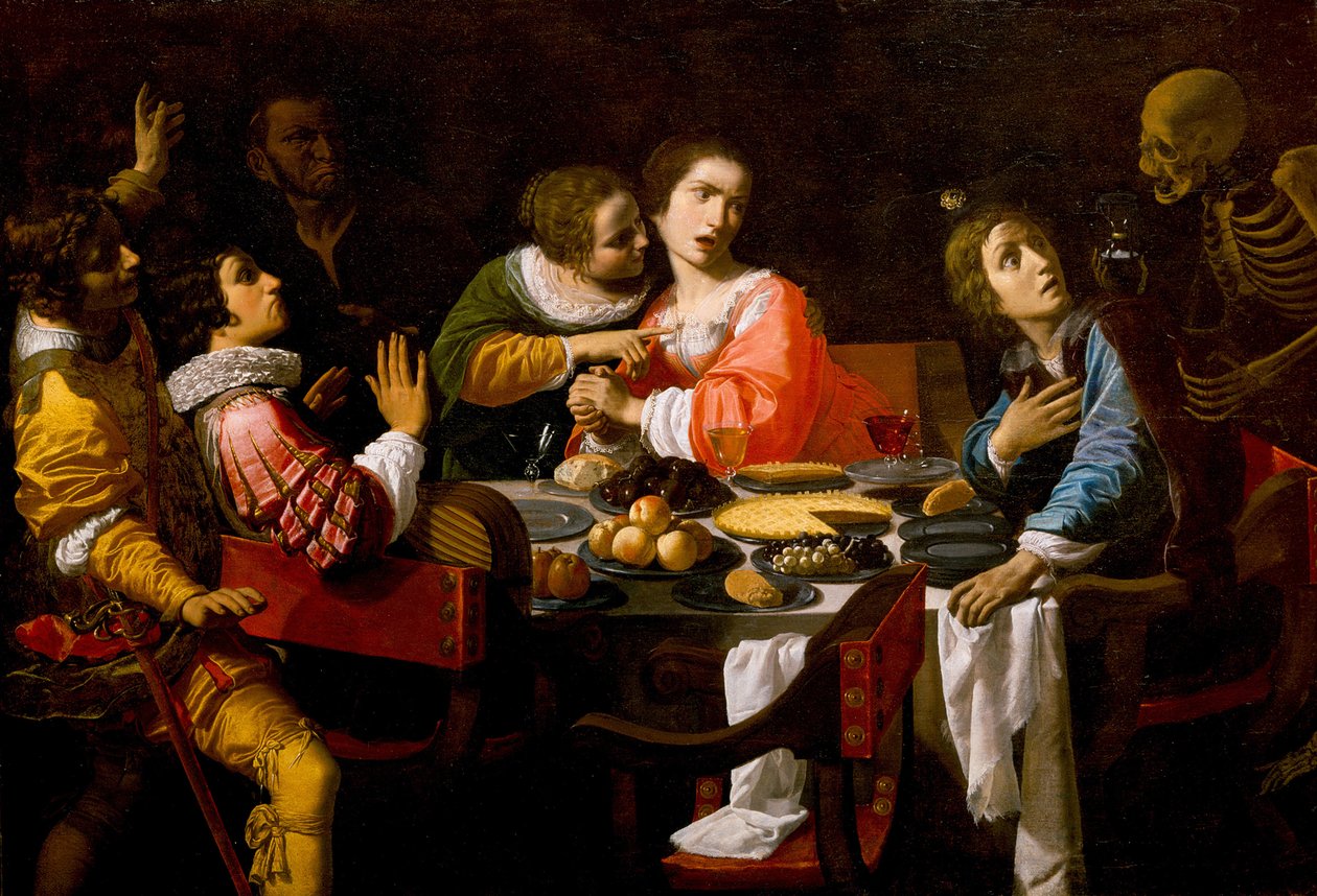 Smrt přichází k hodovnímu stolu Memento Mori, c. 1635 od Giovanni Martinelli