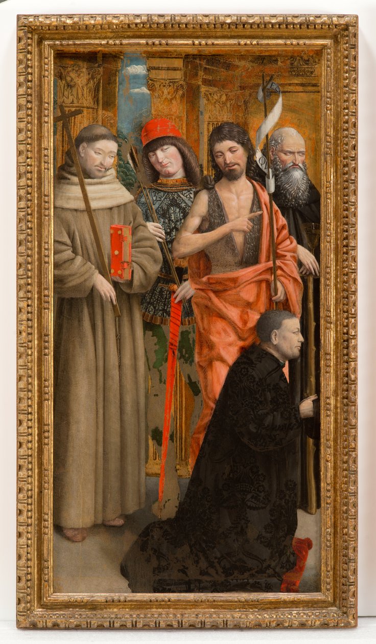 Svatí František z Assisi, Sebastian, Jan Křtitel, Antonín opat s donátorem od Giovanni Martino Spanzotti