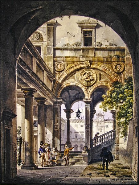 Architektonické Capriccio od Giovanni Migliara