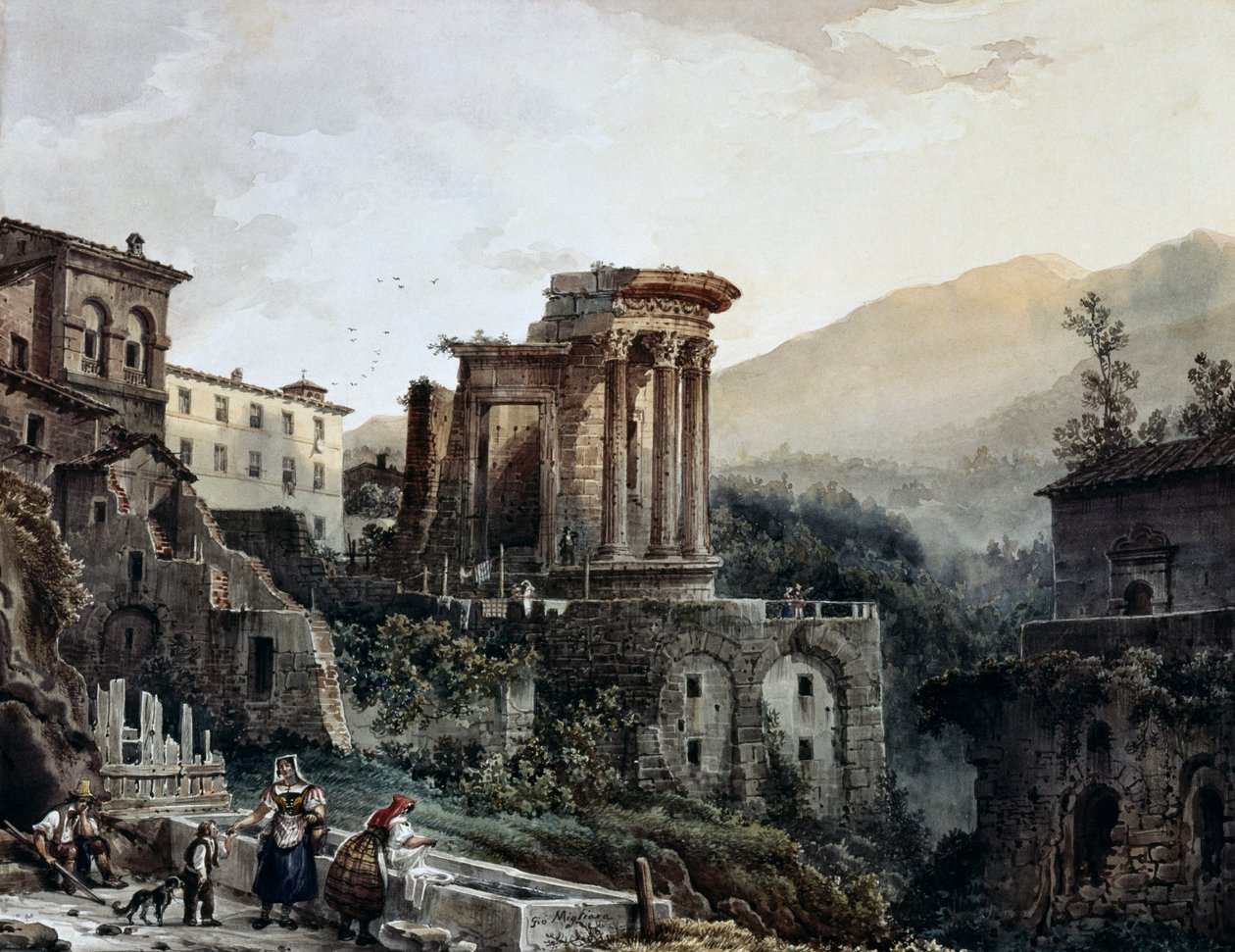 Chrám Vesta v Tivoli, Giovanni Migliara (1785-1837), Itálie od Giovanni Migliara