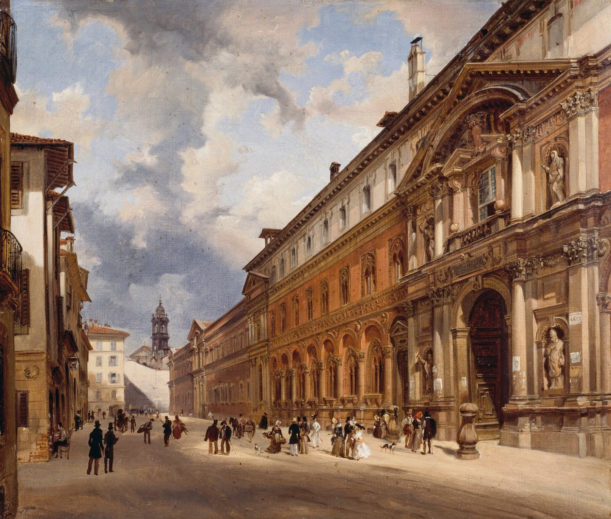 Pohled na Ospedale Maggiore (velká nemocnice) v Miláně, Giovanni Migliara (1785-1837), olej na plátně, 34x40 cm od Giovanni Migliara