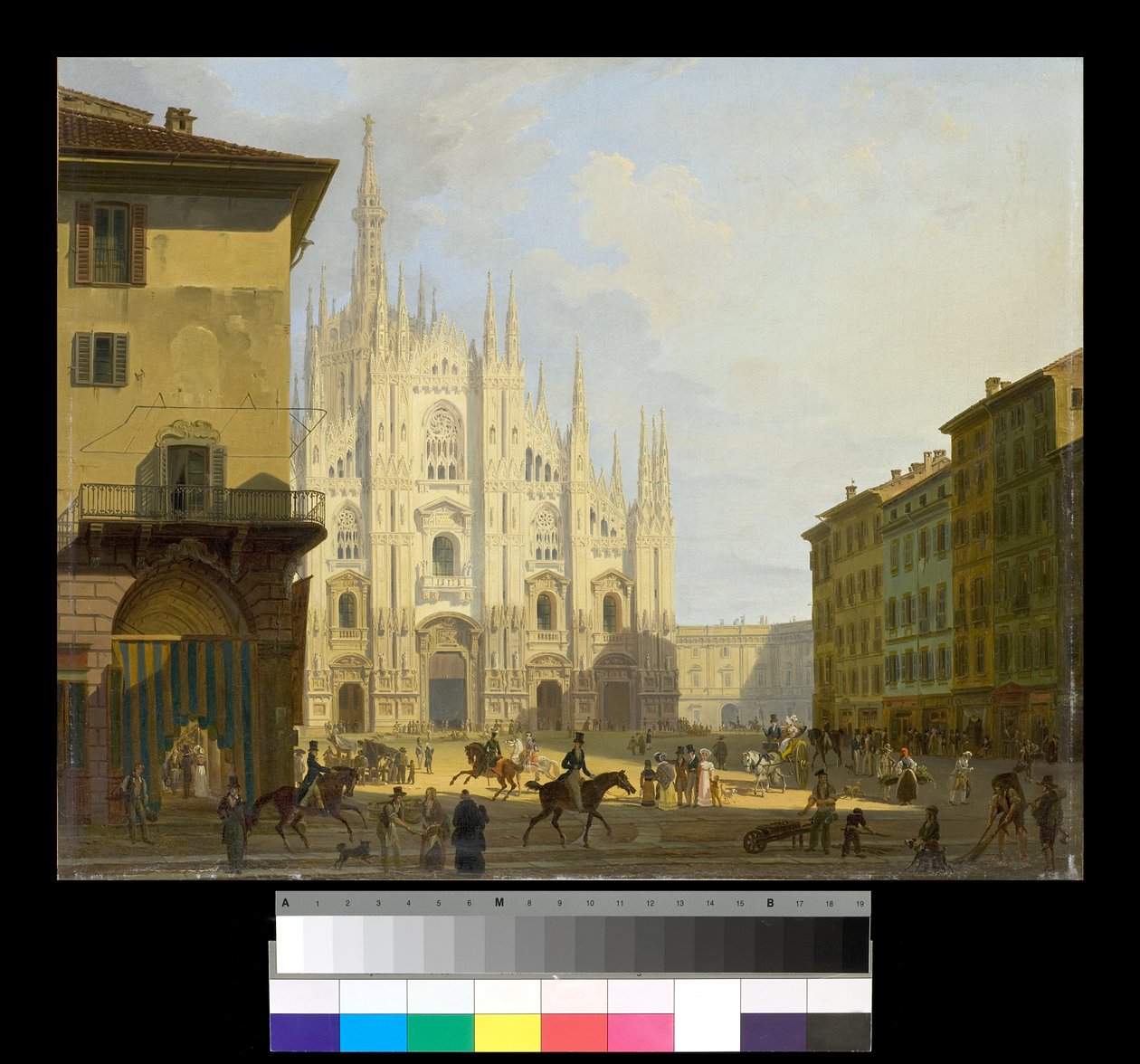 Pohled na Piazza Duomo v Miláně, 1819-28 od Giovanni Migliara