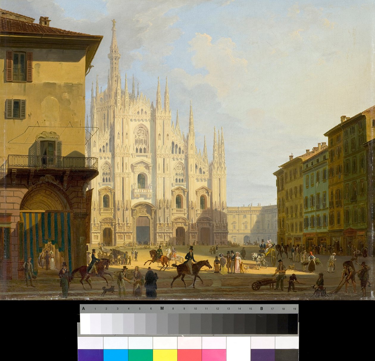 Pohled na Piazza Duomo v Miláně, Itálie (Náměstí s katedrálou v Miláně) Obraz Giovanni Migliara (1785-1837) 1828 Soukromá sbírka od Giovanni Migliara