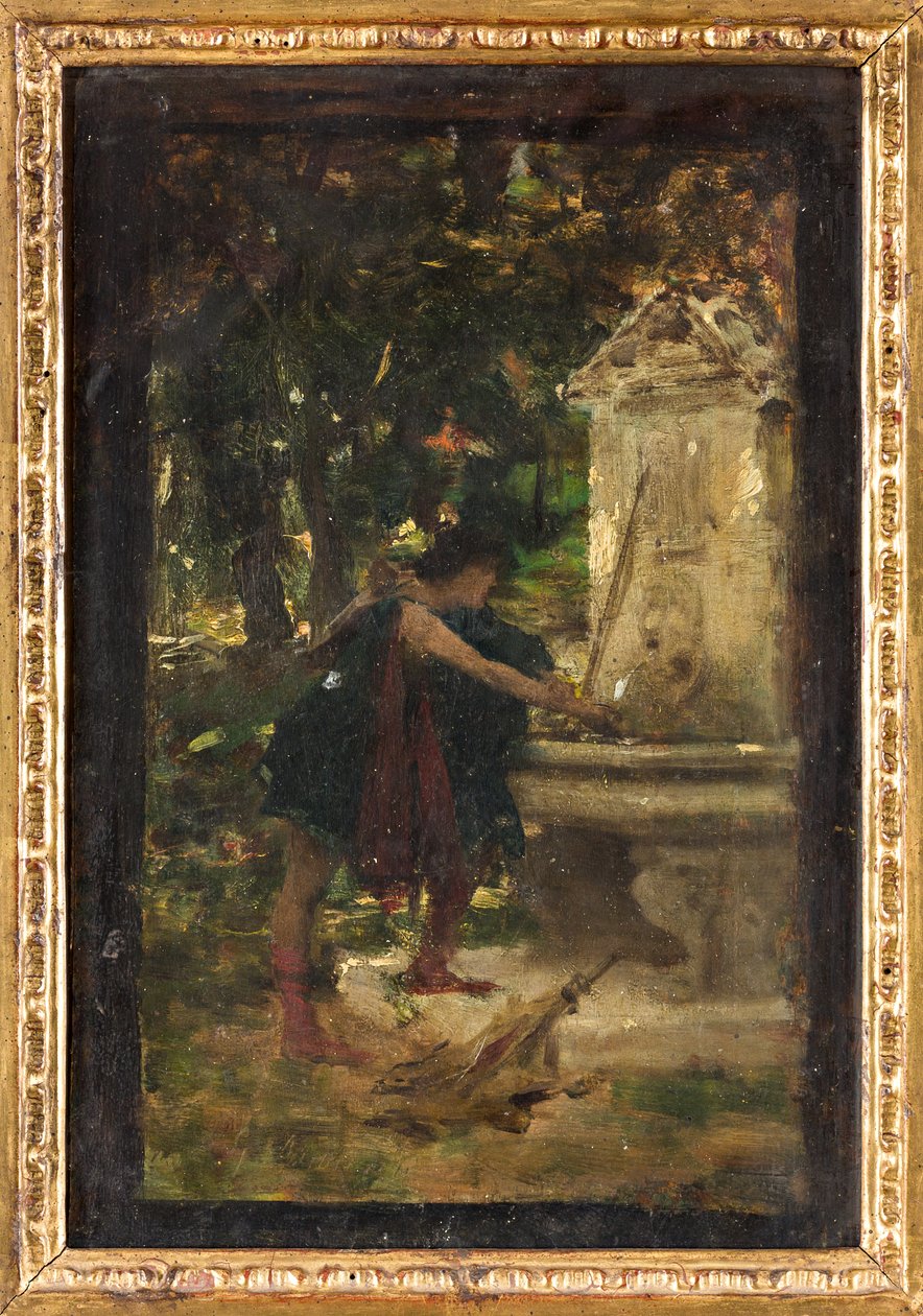 U fontány (olej na palubě) od Giovanni Muzzioli