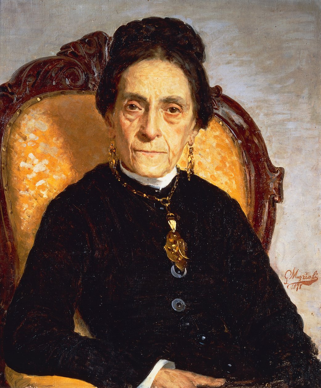 Portrét starší ženy, Giovanni Muzzioli (1854-1894), olej na plátně, 60x52 cm od Giovanni Muzzioli