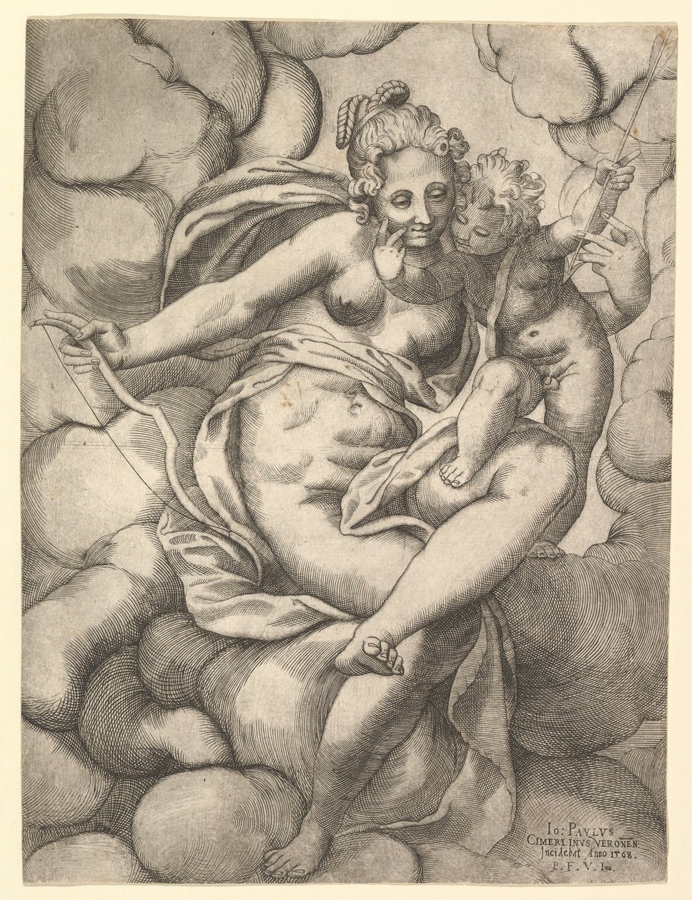Venuše a Amor v oblacích, 1568. od Giovanni Paolo Cimerlino