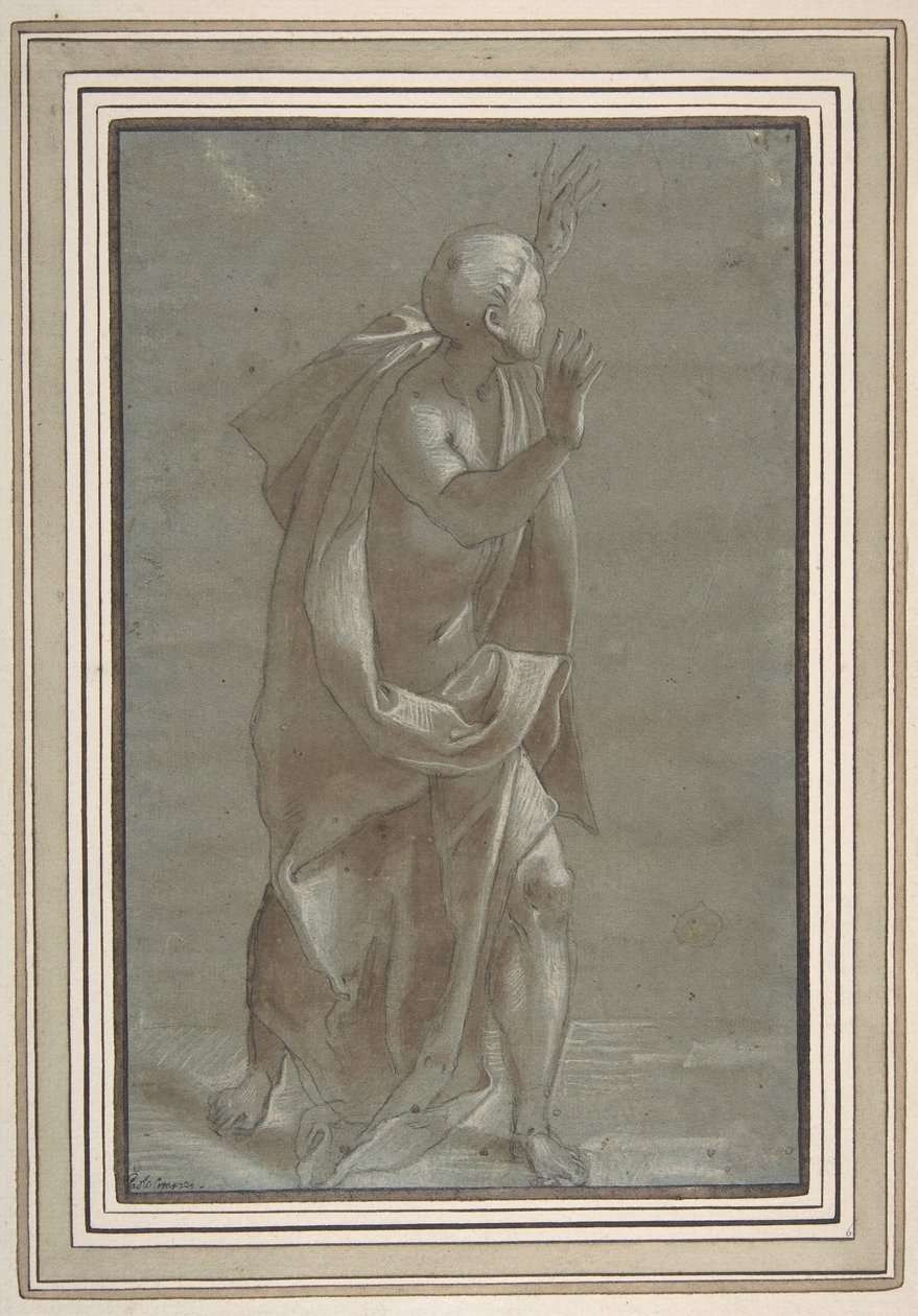 Stojící muž zahalená postava se zdviženýma rukama, 1565-71. od Giovanni Paolo Lomazzo