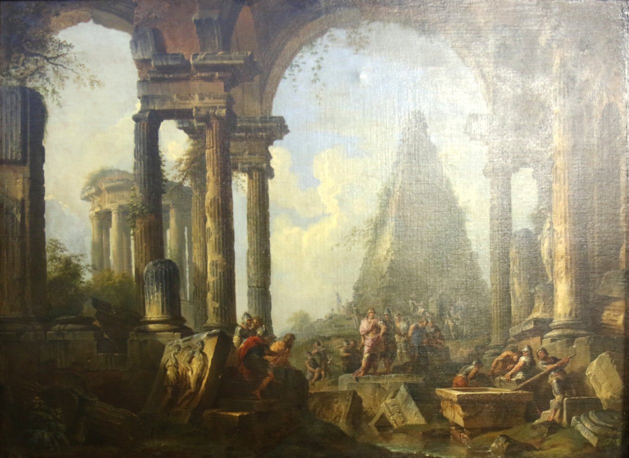 Alexandr Veliký před Achillovou hrobkou. od Giovanni Paolo Panini
