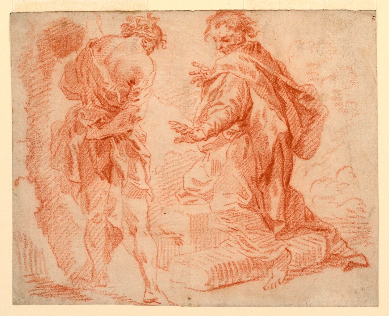 Kresba, stojící a klečící postavy, 1735-1740 od Giovanni Paolo Panini