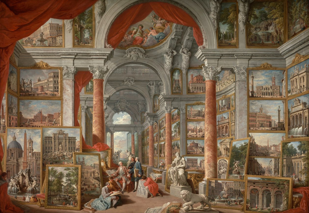 Obrazová galerie s pohledy na moderní Řím od Giovanni Paolo Panini