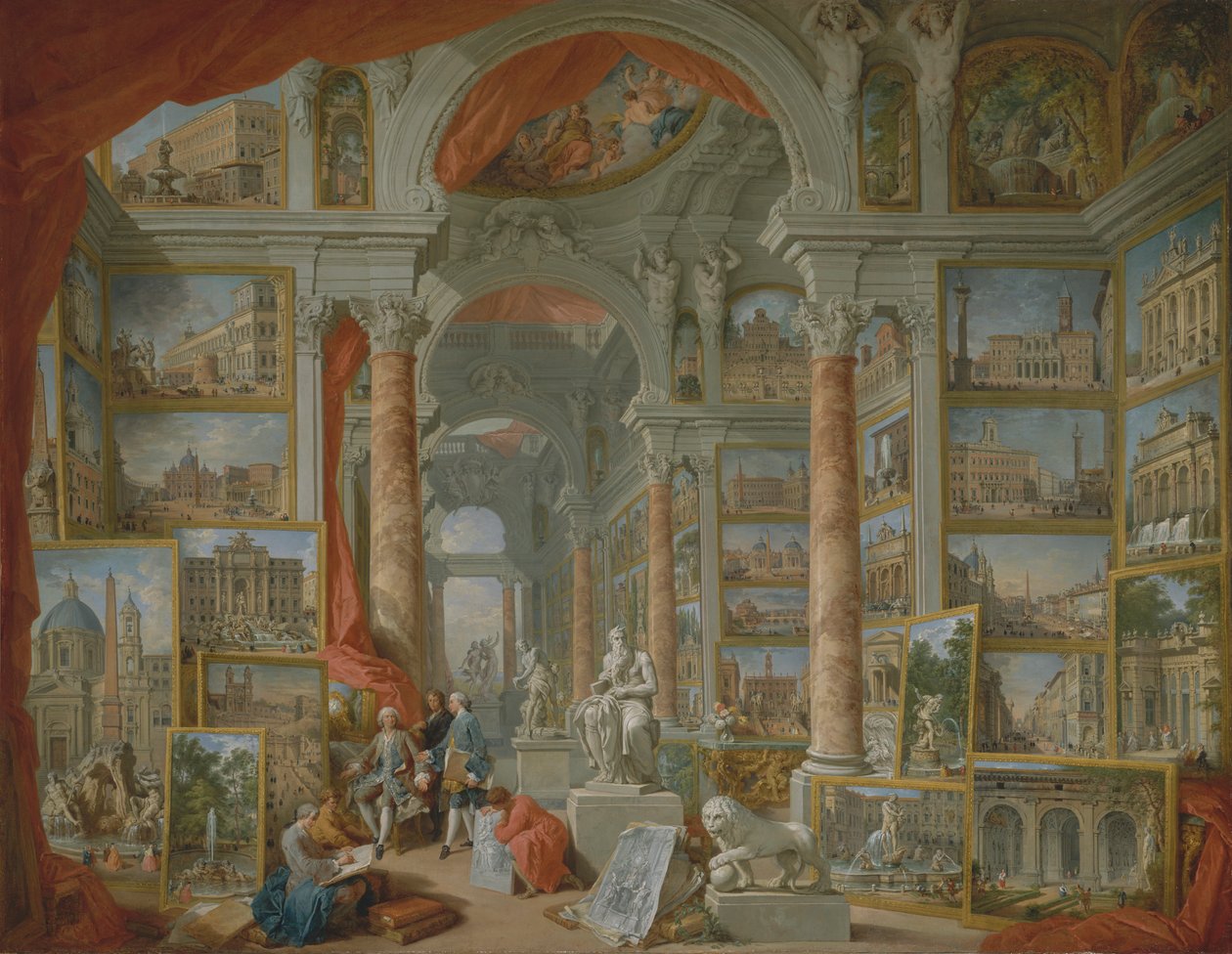 Obrazová galerie s pohledy na moderní Řím od Giovanni Paolo Panini