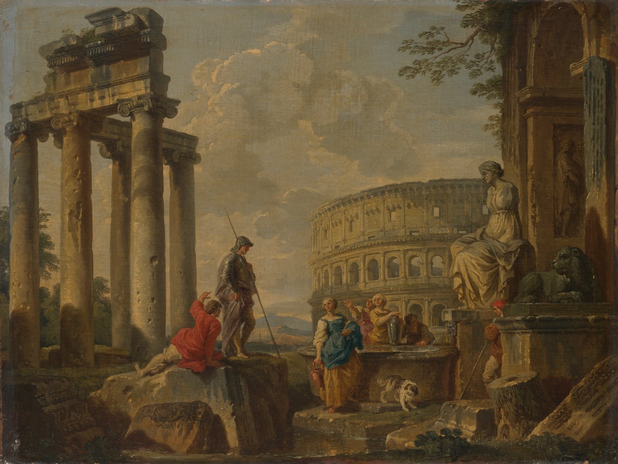 Koloseum mezi římskými ruinami od Giovanni Paolo Panini