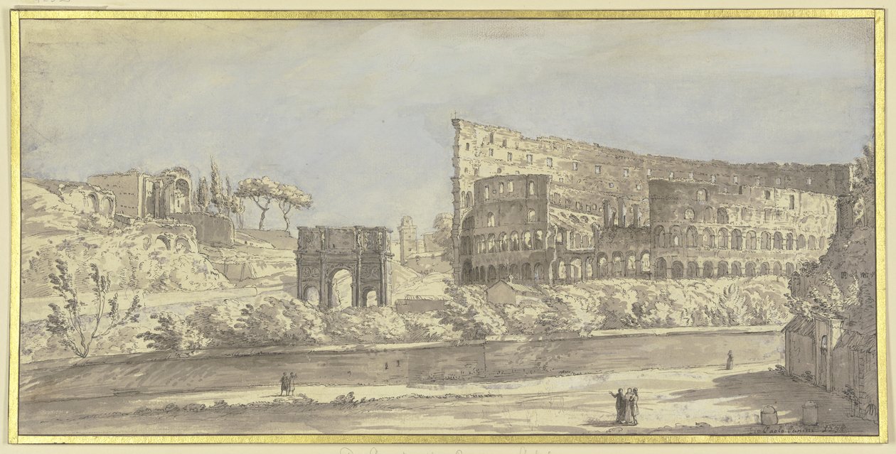 Koloseum a Konstantinův oblouk v Římě od Giovanni Paolo Pannini