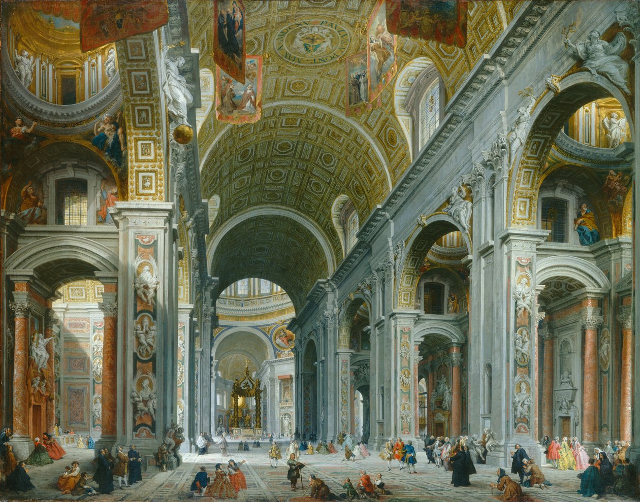 Interiér svatého Petra, Řím od Giovanni Paolo Pannini