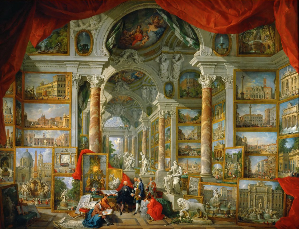 Obrazárna s pohledy na moderní Řím Moderní Řím od Giovanni Paolo Pannini