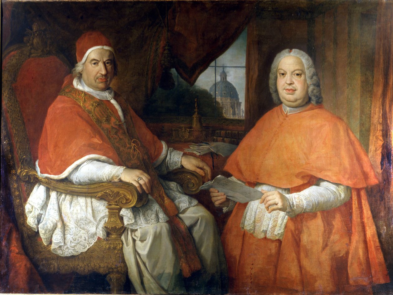 Benedikt XIV. a kardinál Silvio Valenti Gonzaga (Gonzague). Obraz Giovanni Paolo Pannini (Panini). 18. století. Řím, Muzeum Říma od Giovanni Paolo Pannini