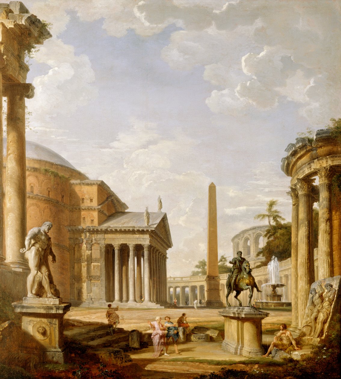 Capriccio římských ruin s Pantheonem (olej na plátně) od Giovanni Paolo Pannini