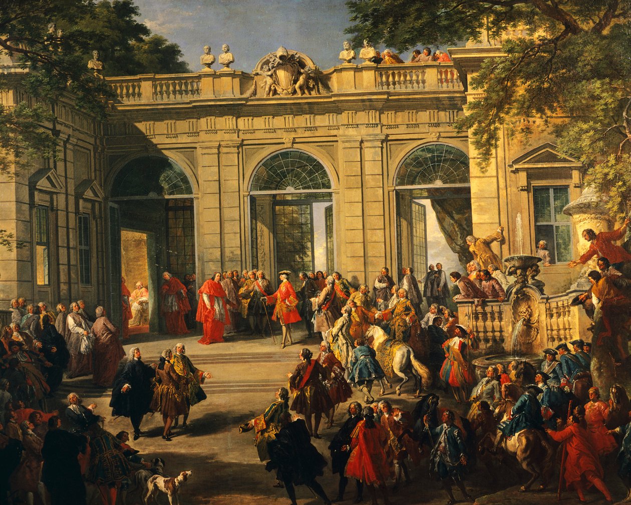 Charles III Bourbon na návštěvě u papeže Benedikta XIV v Coffee House of Quirinal od Giovanni Paolo Pannini