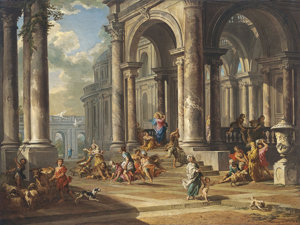 Kristus vyhání směnárníky z chrámu od Giovanni Paolo Pannini