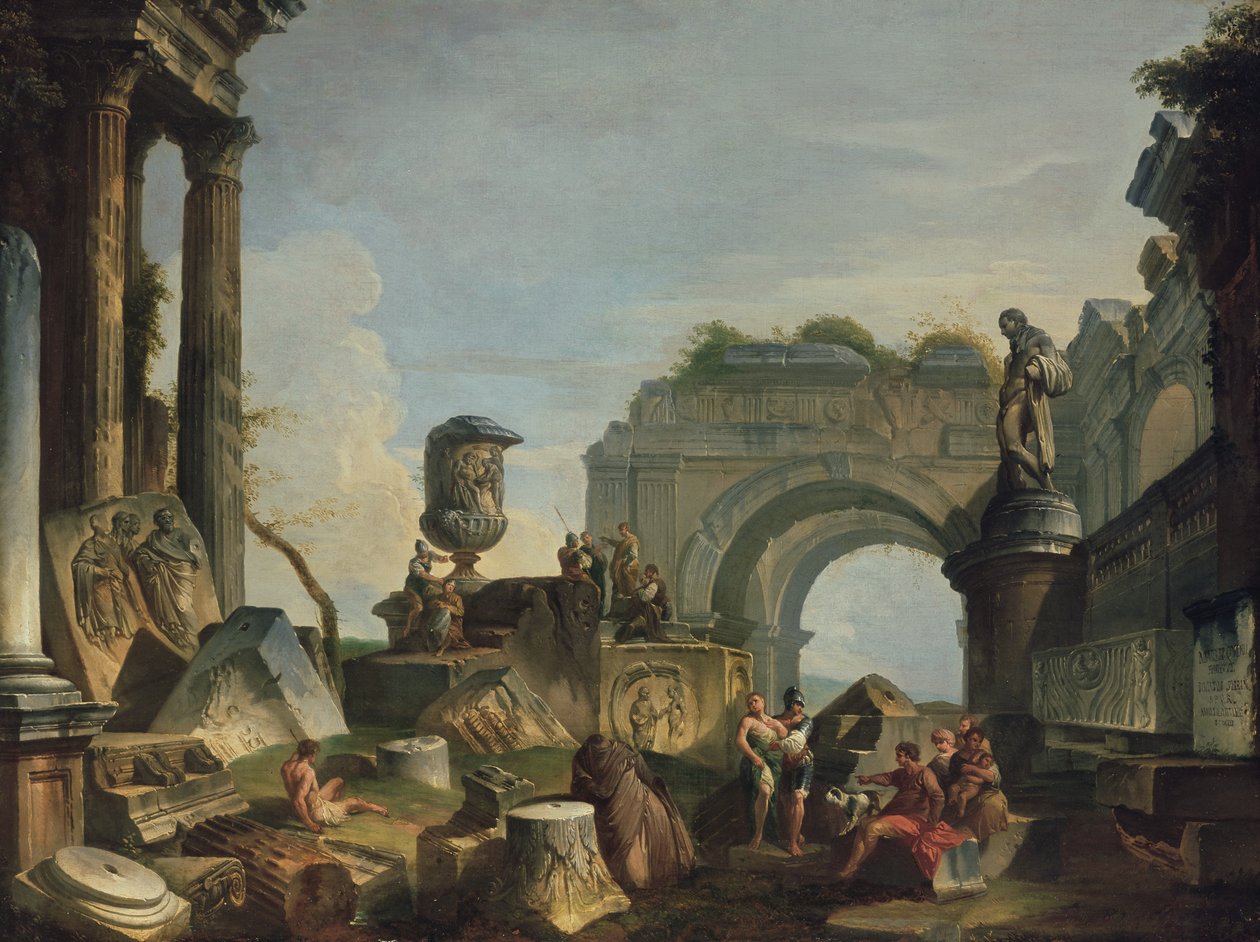 Klasická scéna s postavami od Giovanni Paolo Pannini