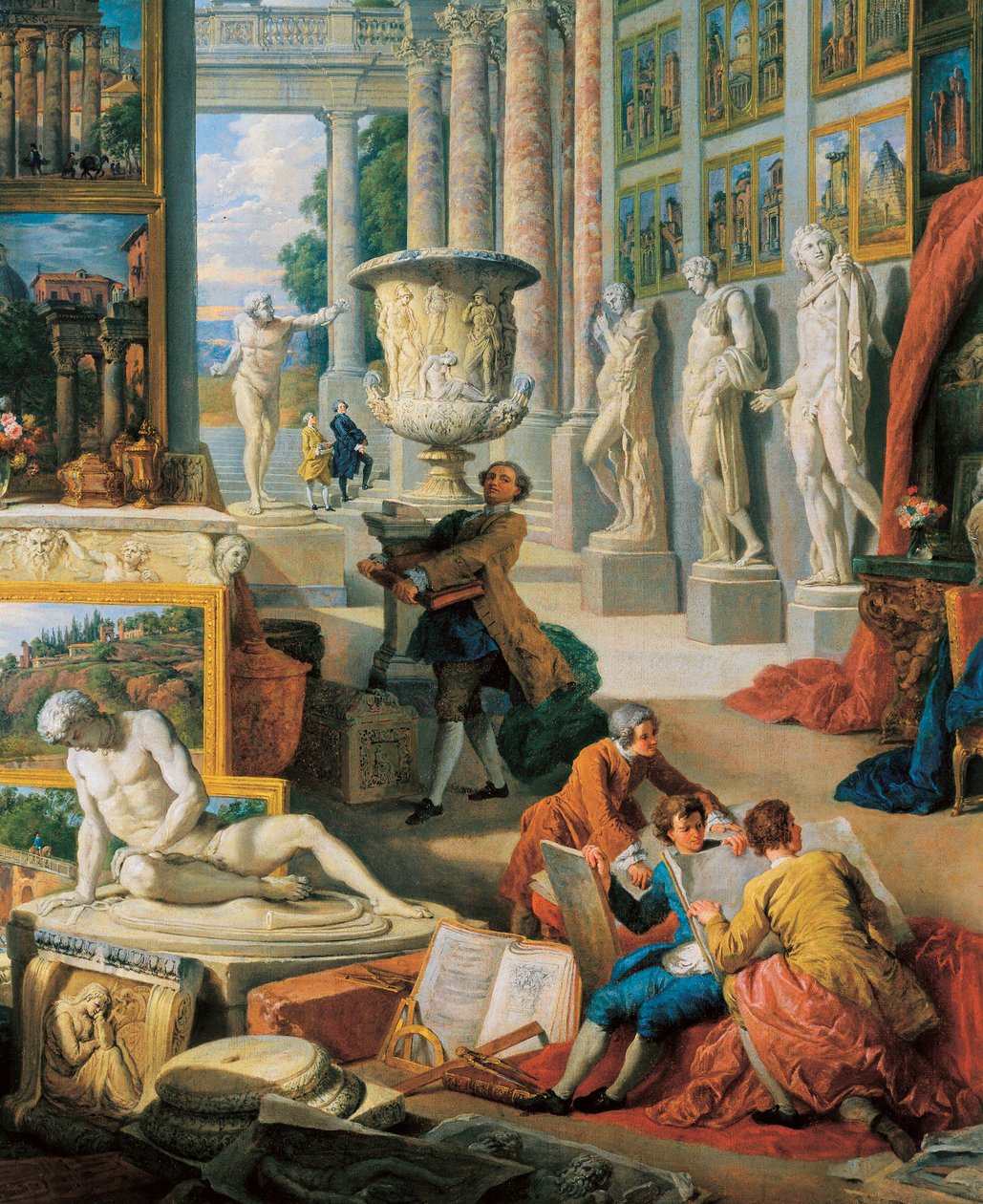 Detail "Galerie pohledů na starověký Řím". Obraz Giovanni Paolo Pannini (Panini) (1691-1765). 1759. od Giovanni Paolo Pannini