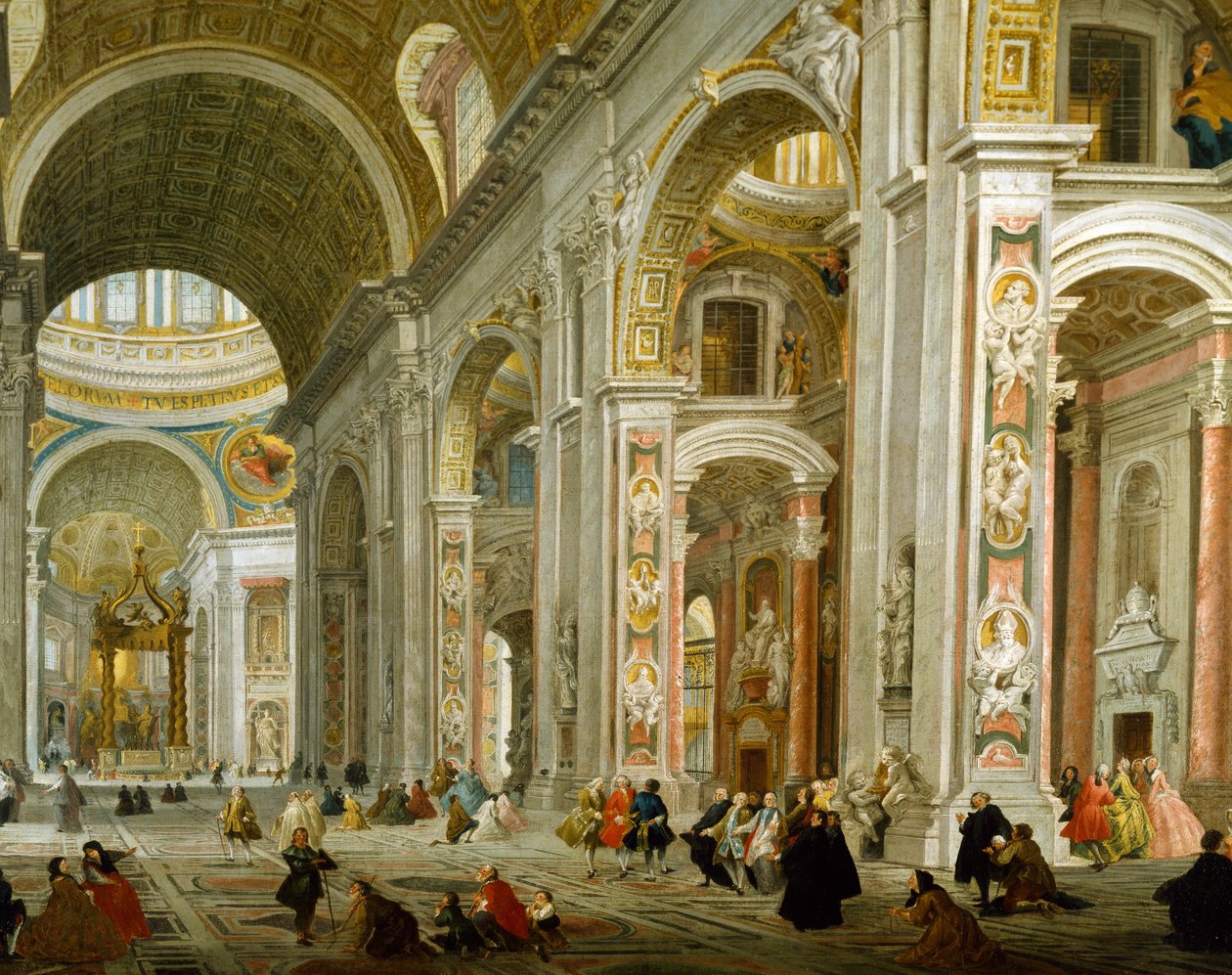 Interiér baziliky svatého Petra od Giovanni Paolo Pannini