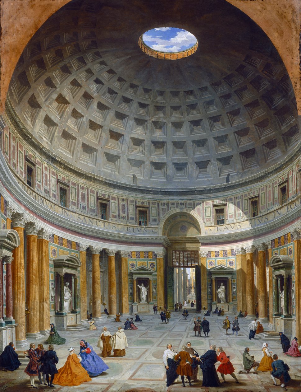Interiér Pantheonu, Řím, kolem roku 1734 (olej na plátně) od Giovanni Paolo Pannini