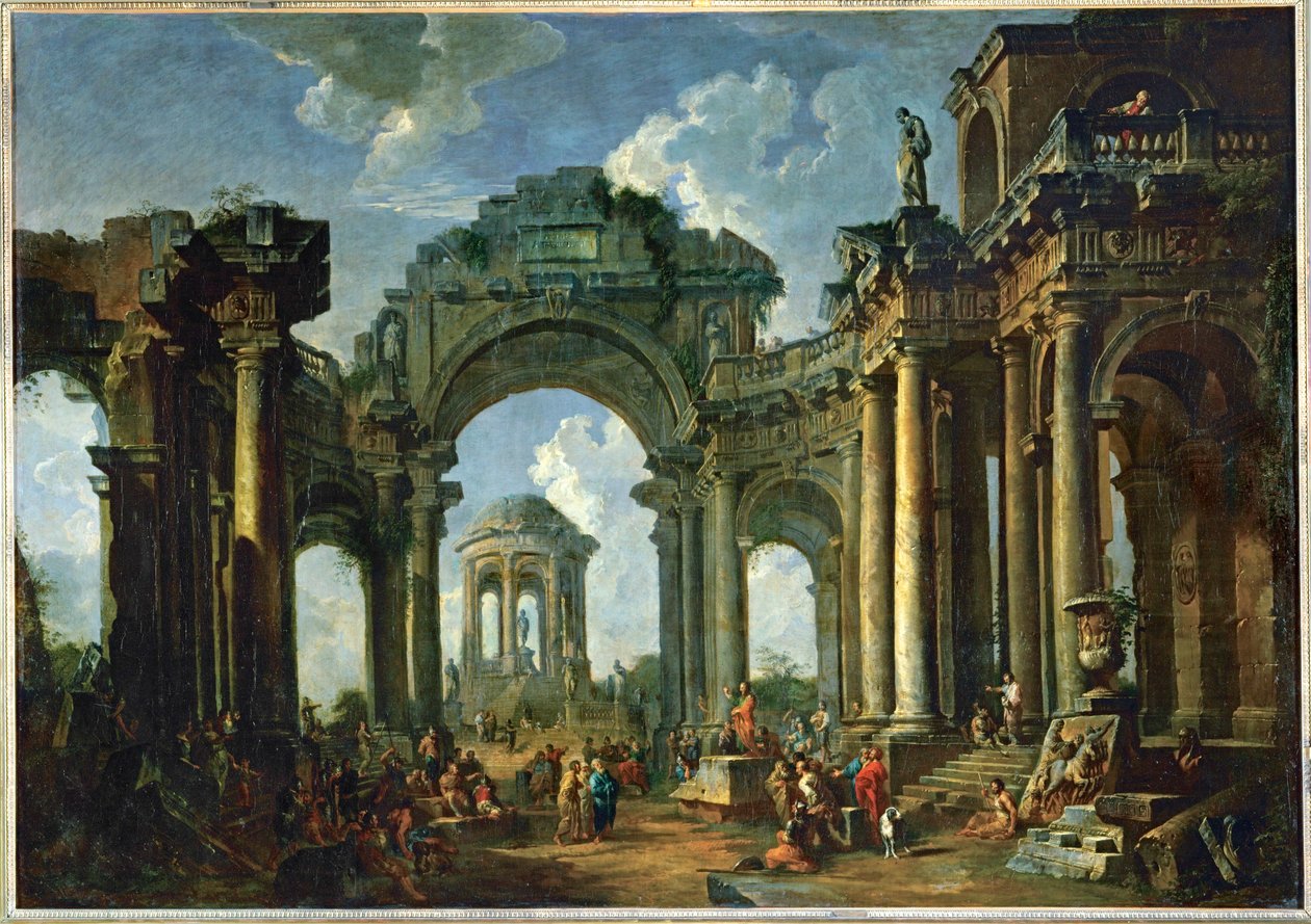 Kázání apoštola v ruinách antické dórské architektury ... od Giovanni Paolo Pannini or Panini