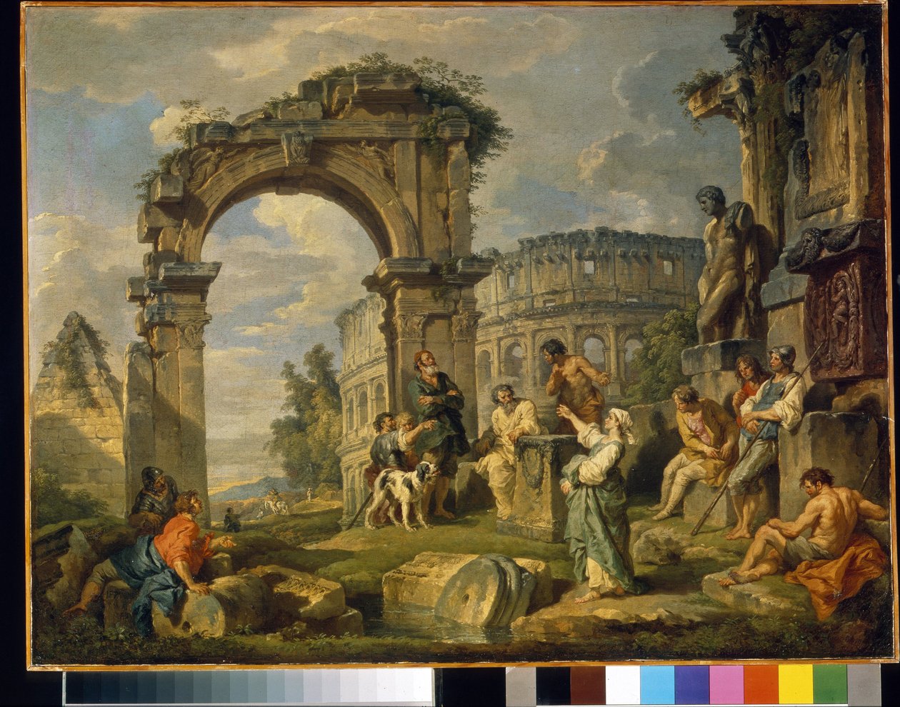Sibyla z Cumae (Itálie) prorokuje narození Krista. (Kumská Sibyla prorokovala narození Krista). Obraz Giovanni paolo panini (nebo Pannini) (1691-1765), olej na plátně od Giovanni Paolo Pannini