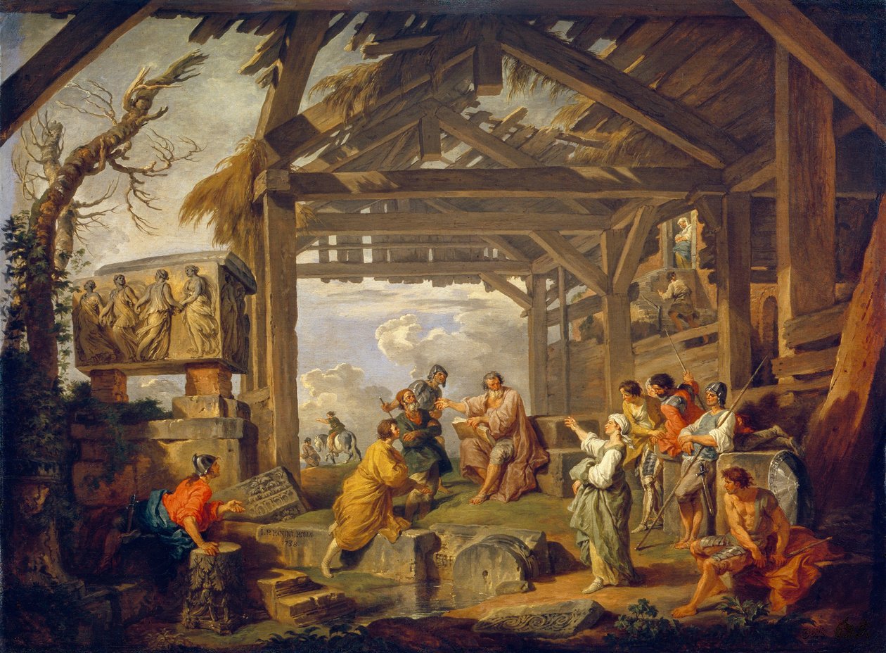 Sibyla z Cumae prorokující narození Krista. Obraz Giovanni Paolo Panini (Pannini) (1691-1765), olej na plátně od Giovanni Paolo Pannini