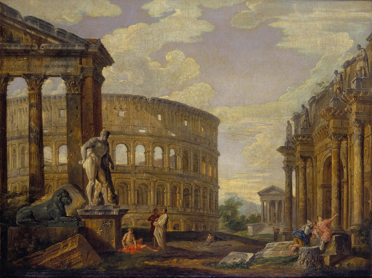 Krajina s Herkulesem a ruinami starověkého Říma par Panini, Giovanni Paolo od Giovanni Paolo Pannini