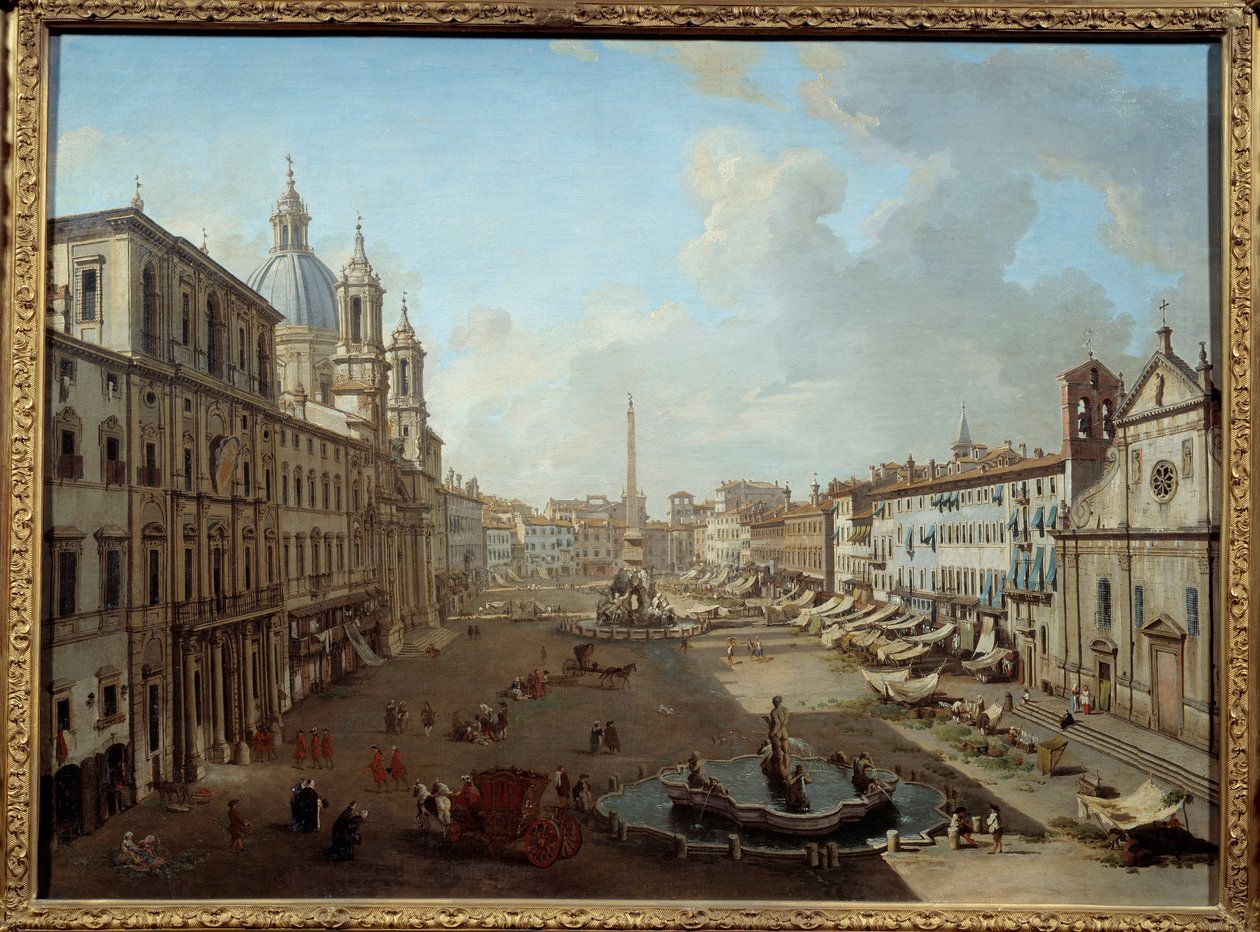 Piazza Navona v Římě (Piazza Navona, Řím). Obraz Giovanni Paolo Pannini (Panini) (1691-1765) od Giovanni Paolo Pannini
