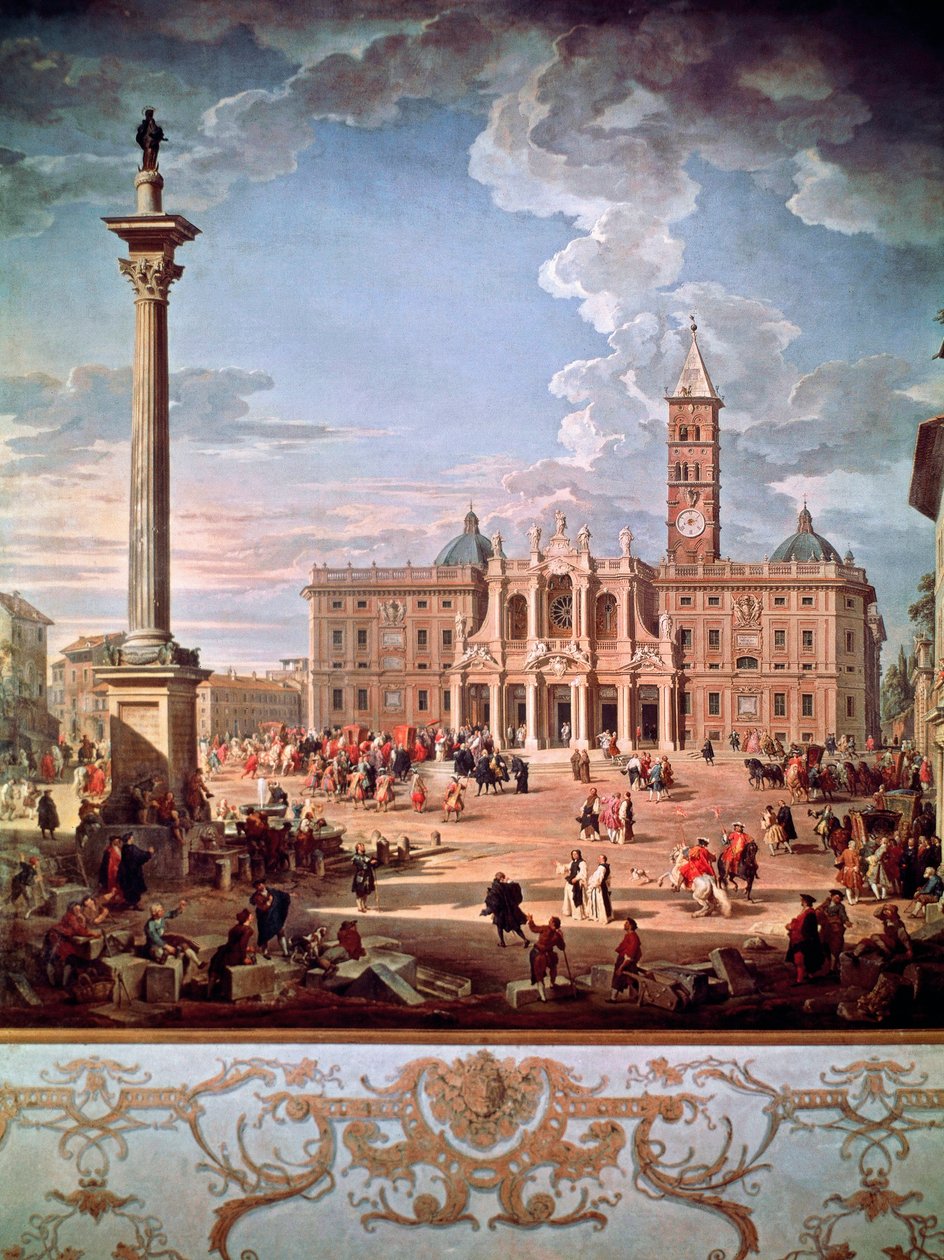 Piazza a kostel Santa Maria Maggiore od Giovanni Paolo Pannini