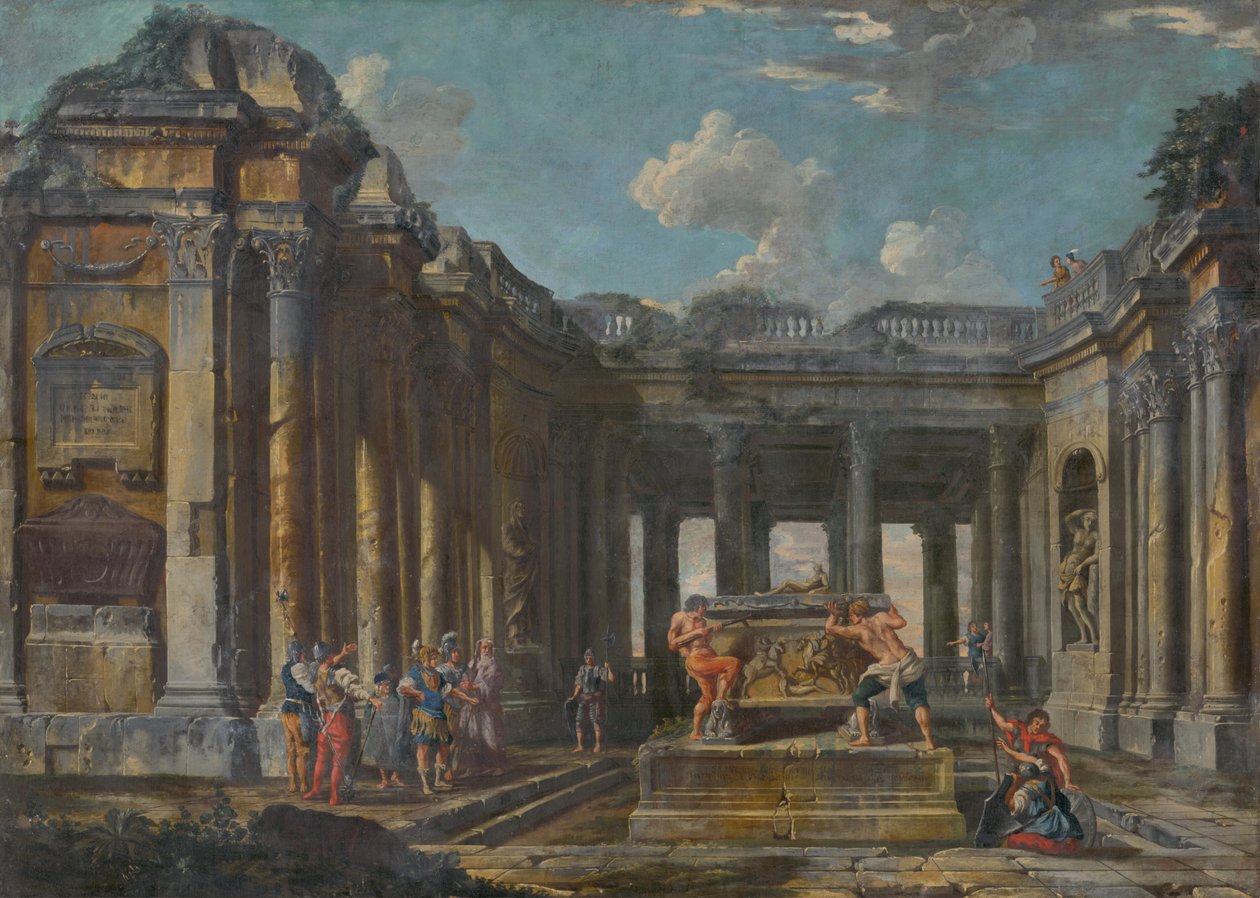 Scéna v římských ruinách, kolem roku 1740 od Giovanni Paolo Pannini