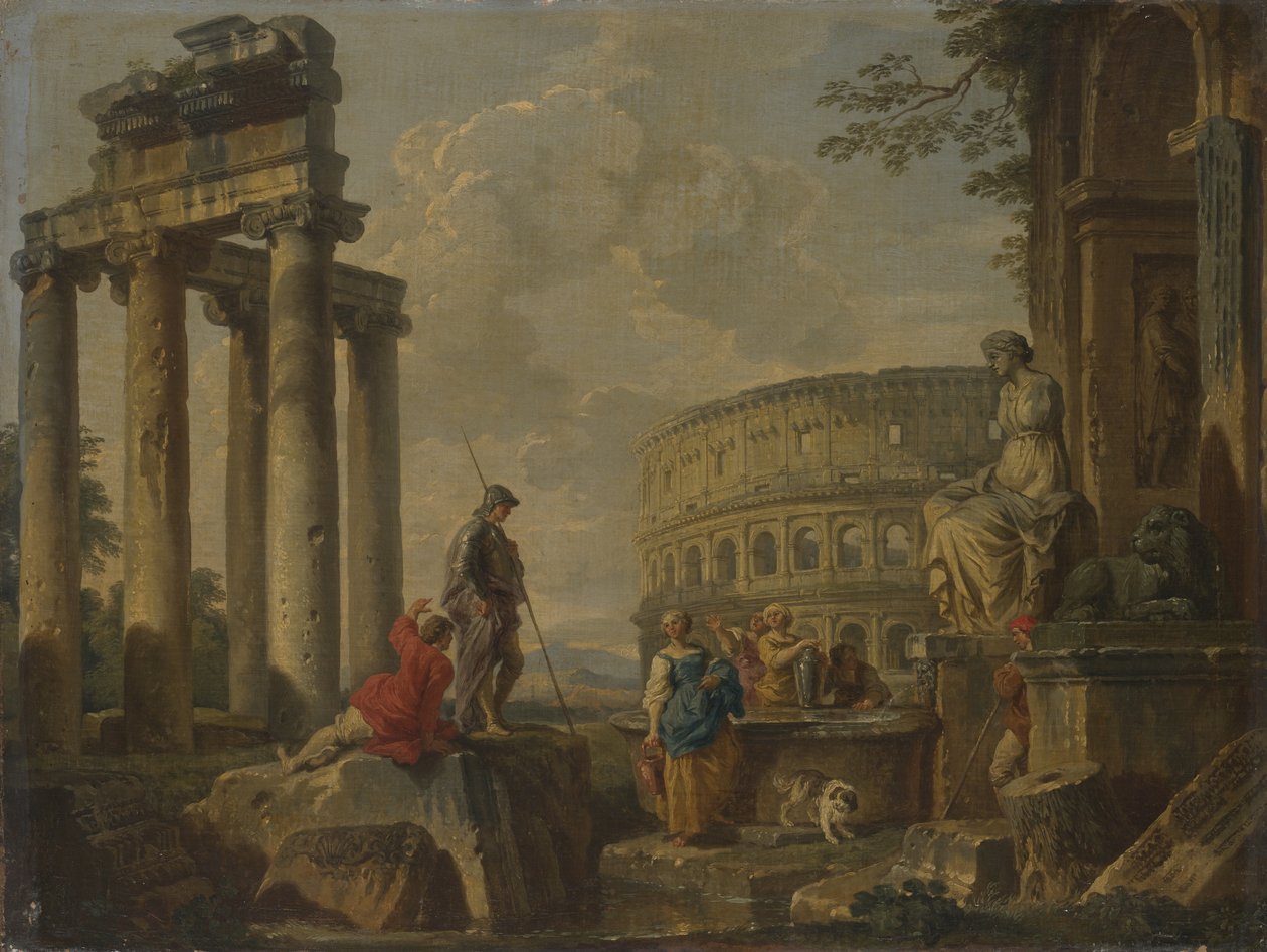 Koloseum mezi římskými ruinami, kolem roku 1730 od Giovanni Paolo Pannini