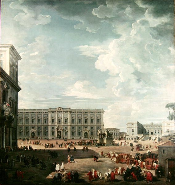 Pohled na náměstí Piazza del Quirinale, Řím od Giovanni Paolo Pannini