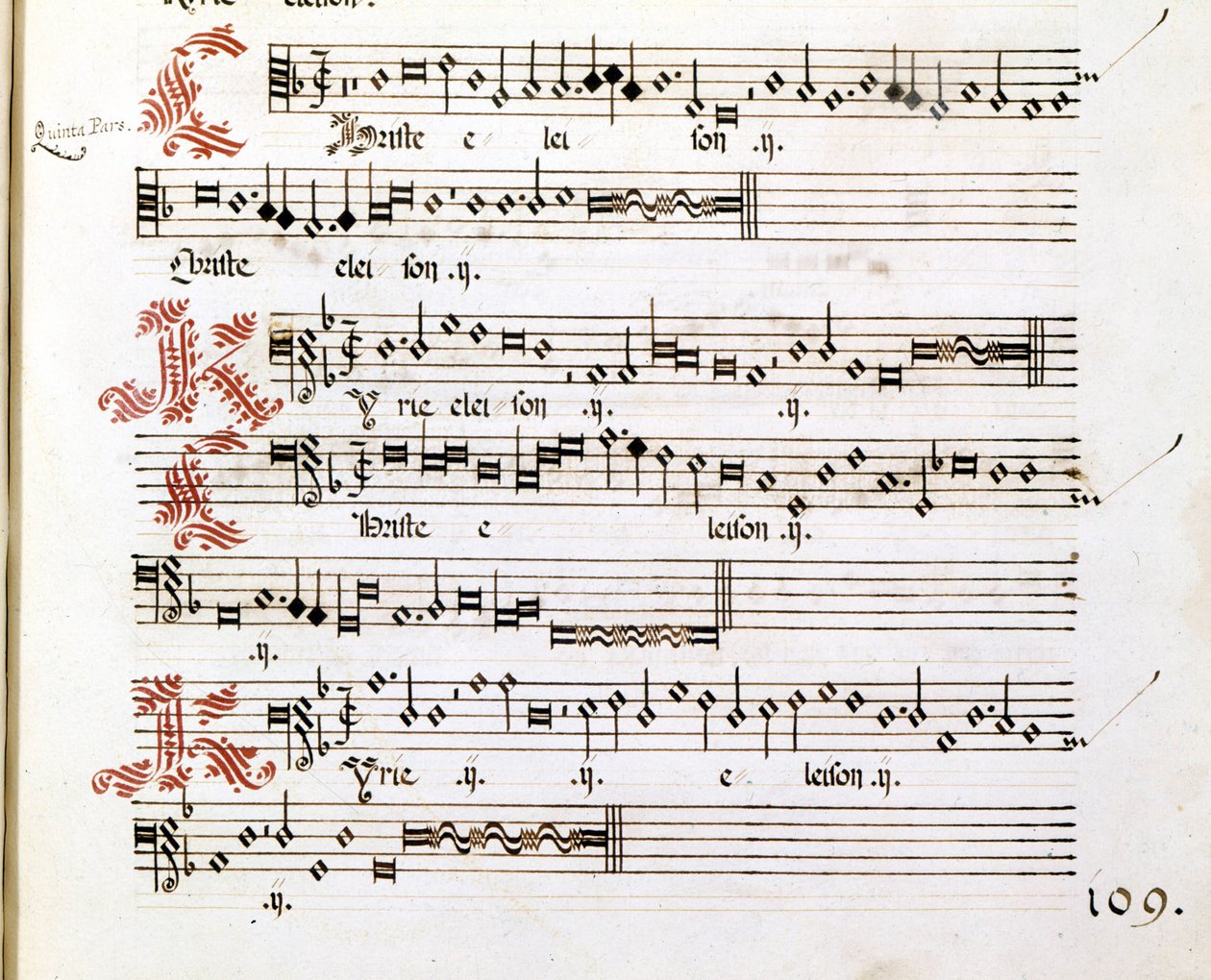 Rukopis Kyrie „Messes of Mantova“ od Giovanniho Pierluigiho da Palestrina (1525 - 1594), italského skladatele. od Giovanni Pierluigi da (after) Palestrina