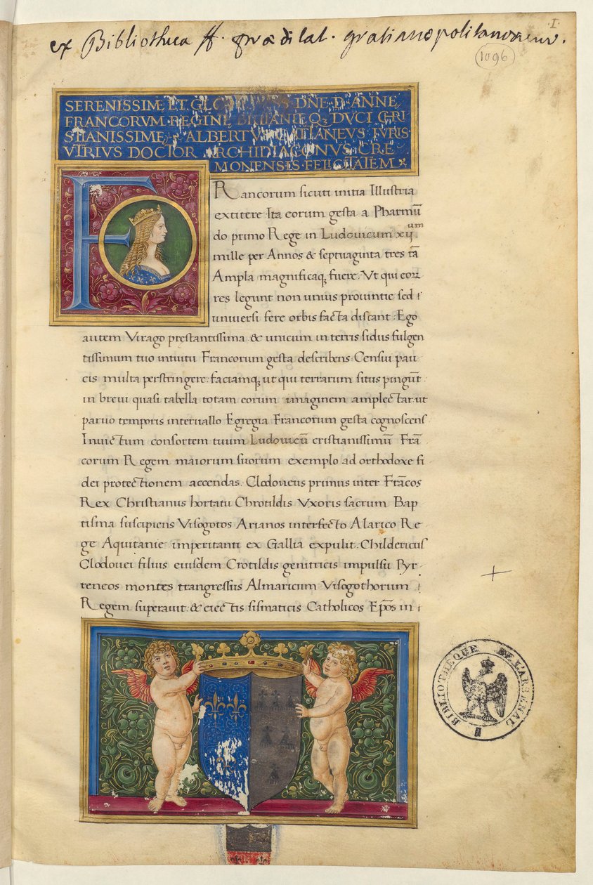 Frontispis k Dějinám francouzských králů od Alberta Cattanea z Piacenzy od Giovanni Pietro Birago