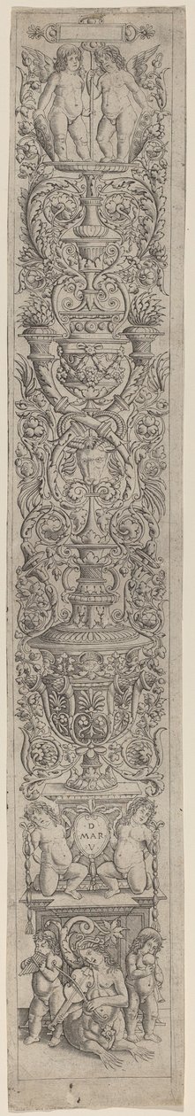 Ornament Panel: Nereid a dvě děti hrající na hudební nástroje od Giovanni Pietro Birago and Zoan Andrea