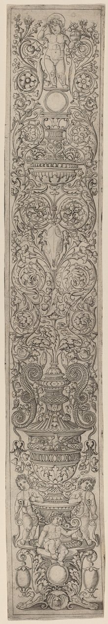 Ornament Panel: Tři děti troubí na rohy od Giovanni Pietro Birago and Zoan Andrea