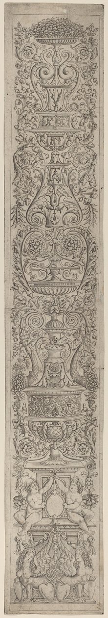 Ornament Panel: Dvě sfingy podporující štíty od Giovanni Pietro Birago and Zoan Andrea