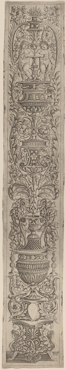 Ornament Panel: Dvě sfingy a dvě děti držící dlaně od Giovanni Pietro Birago and Zoan Andrea