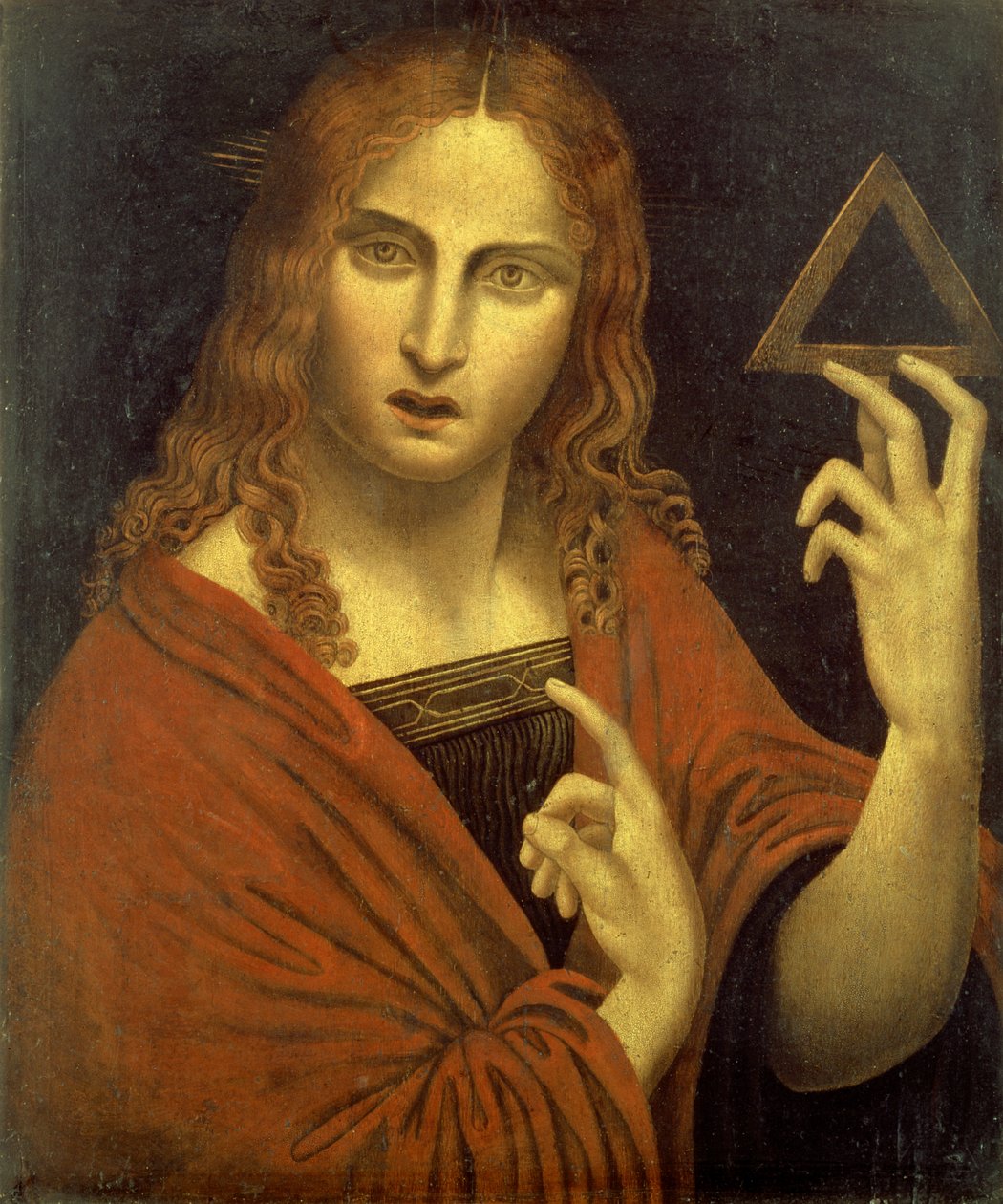Kristus Vykupitel držící symbol Trojice (panel) od Giovanni Pietro Rizzoli (school of) Giampietrino