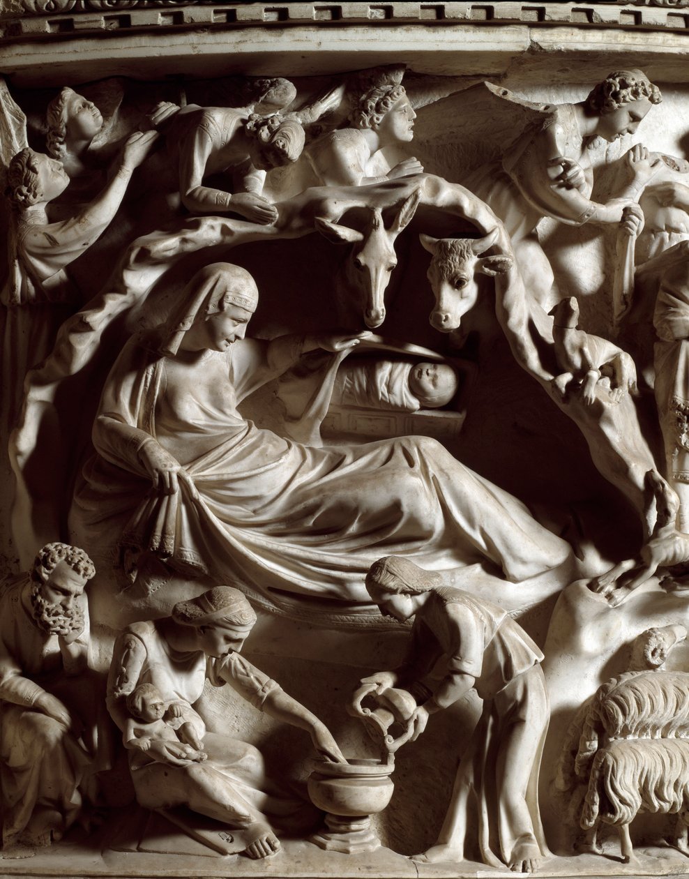 Narození, detail od Giovanni Pisano