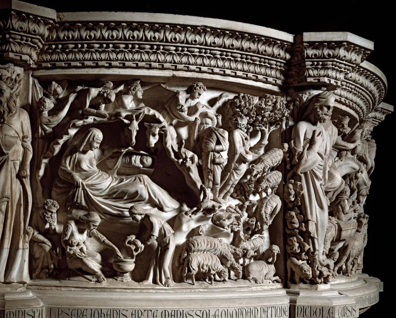 Narození, detail od Giovanni Pisano